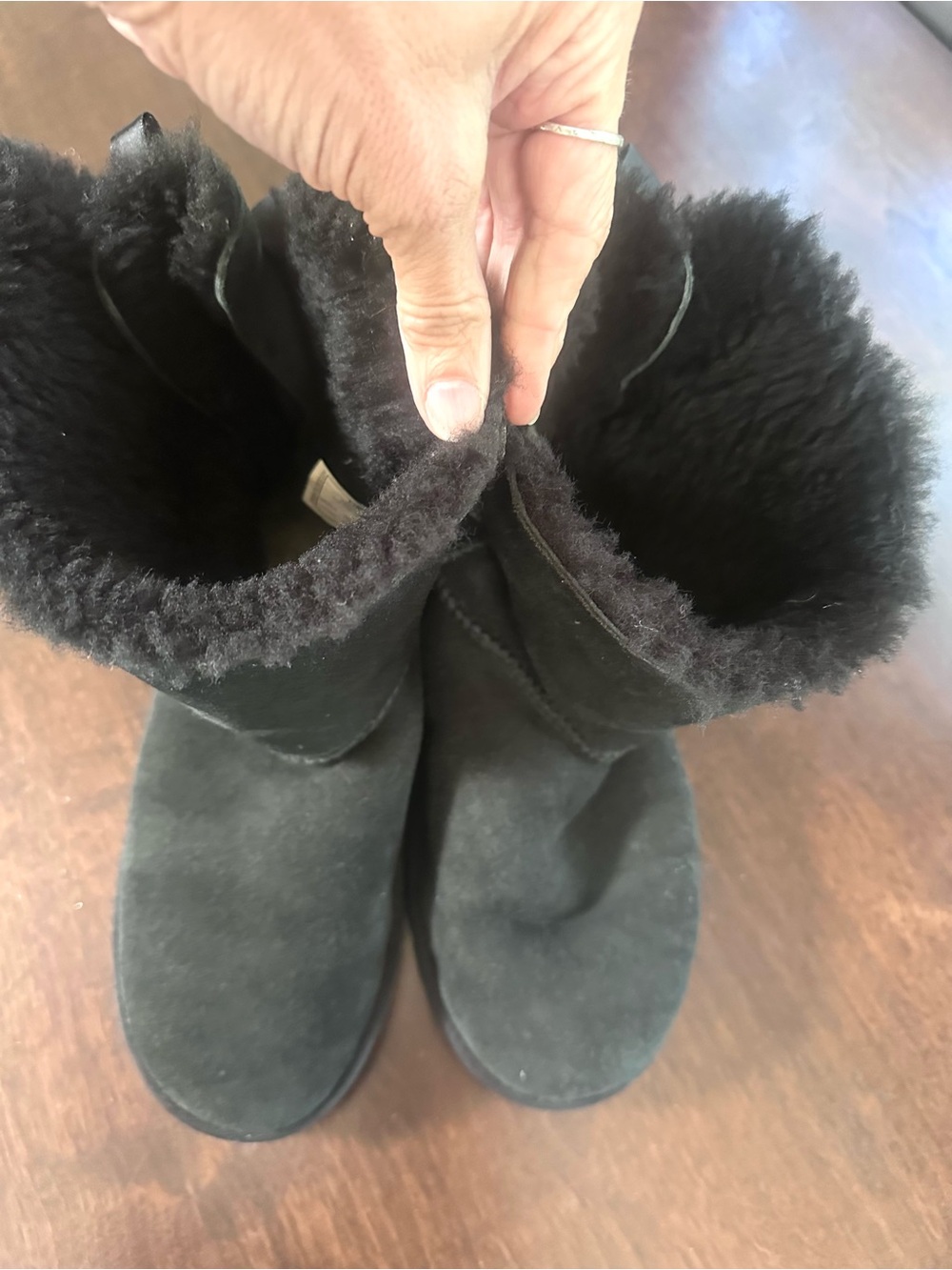 UGG Black Bailey Bow II Shearling Lined Suede Winter Boots 6 - Picture 4 of 7